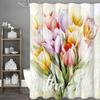 Mother's Day Tulip Bouquet Shower Curtain, Bathroom Decorative Shower Curtain, Waterproof Shower Curtain with Hooks