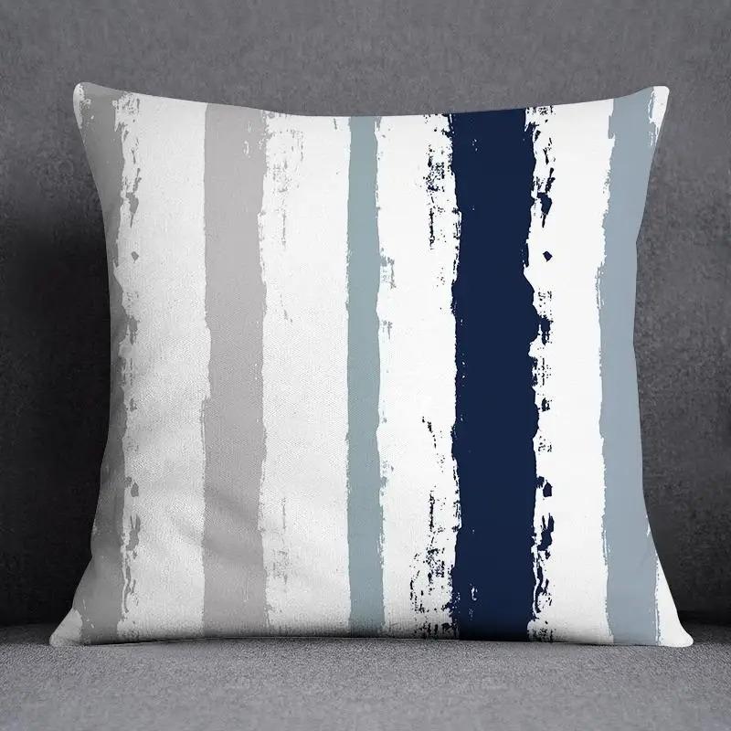 Blue Striped Plaid Pillowcase Office Living Room Home Pillowcase Car Ornaments