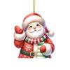 5 Pcs Santa Claus Ornaments 2D Acrylic Cartoon Santa Claus Pendant Christmas Tree Hanging Decoration for Car Tree Door Wall Home Holiday Decor
