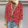 Women's Shirt Blouse Casual Loose Shirts  3/4 Sleeve  Print  V Neck Tops Print  Tops T-shirts Tee