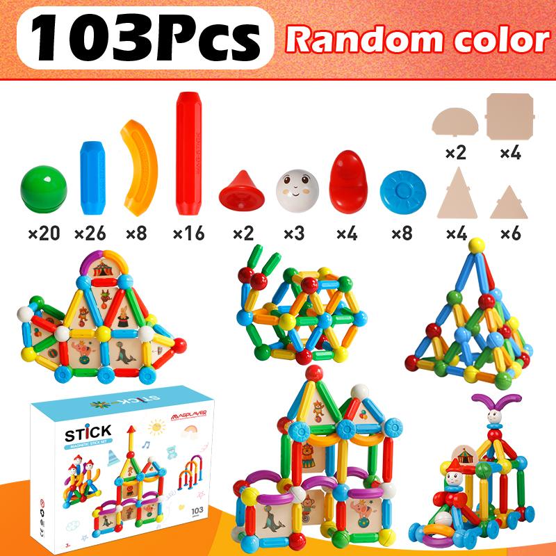 Magnetic Building Blocks Montessori Educational Game Toy Magnets Sticks Construction Set Magnetic Rod and Balls Toy for Children