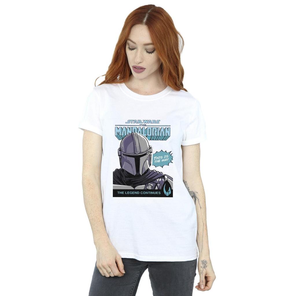 Star Wars The Mandalorian Womens/Ladies Mando Comic Cover Cotton Boyfriend T-Shirt