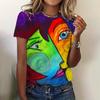 Summer Breathable Women's Fashion Short Sleeve T-Shirt Funny 3d Abstract Face Printed T-Shirts 2024 New Round Neck Tops Tees