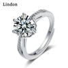 Lindon Classic Copper Alloy Zircon Ring Ladies Jewelry Wedding Promise Party Gift