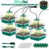 5Pcs/Set Plant Growing Tray Set LED Light Nursery Pots Growing Cells Humidity Box Greenhouse