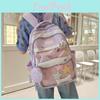 Blocked Fashion Color Cat Ear Design Student Backpack With Pendant And Badge