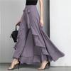 Solid Color Party Frilly Women's Fashion High-waisted Trousers Chiffon Pants