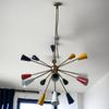 16-Arm Multicolored Sputnik Brass Chandelier Pendant - Stilnovo Large Chandelier - Christmas Decor Accent Gift