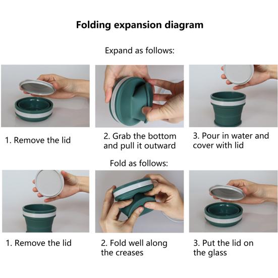 170ml/270ml/350ml Water Cup Foldable Detachable Silicone Food Grade Drink Mug Household Supplies