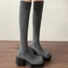Autumn Winter Women Elastic Slimming Sock Loots Fashion Female Thick Heel Over The Knee High Booties