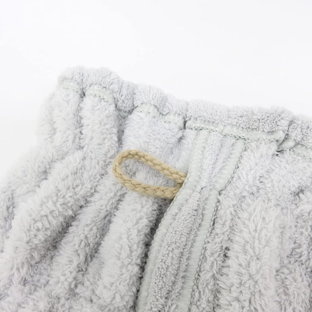 Towa Hair Dry Towel Turban, Microfiber Absorbent Quick-Dry Hairband Gray 20x17cm, Soft Hair Cap for Bath, Wide, Face Wash