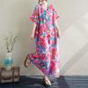 Plus Size Robe Summer Loose Dress for Women Bohemian Holiday Casual Short Sleeve Print Vintage Oversized Dresses