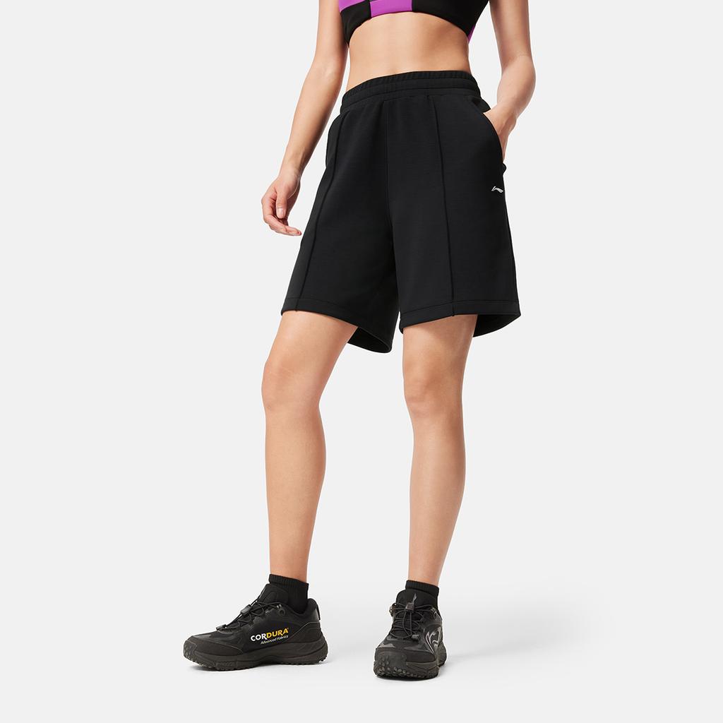 Li-Ning Comfortable Versatile Simple Solid Color Sports Shorts Women Shorts Black AKSV124-1