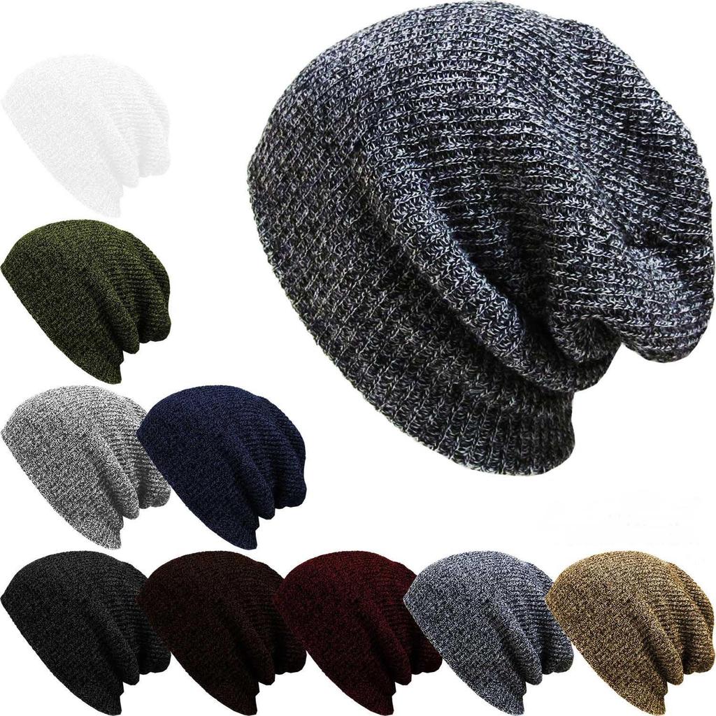 Casual Beanies Warm Stripes Knitted Femme Autumn Winter Unisex Caps