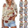 Women's Summer Fashion Casual Print V-Neck Three Quarter Sleeve Shirt Top