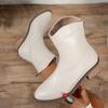 Fashion 2025 New French Style Women's Ankle Boots - Square Toe Chunky Heel Slim Fit Boots with Side Zipper Fashion Booties