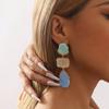1 Pair Women Hanging Earrings Exaggerated Geometric Color Matching Smooth Bohemian Style Club Party Dangle Earrings Ear Jewelry