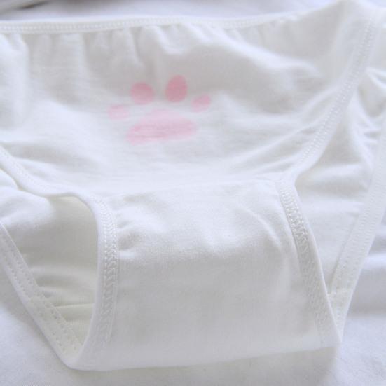 Women Briefs Cute Claw Bandage Mid Waist Solid Color Sexy Lolita