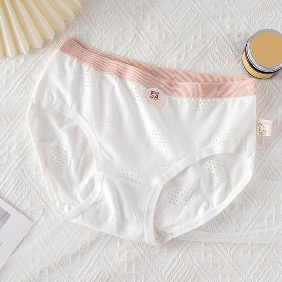 High School Student Panties Seamless Mid Waist High Elasticity Hollow Out Good Breathability Solid Color Slim Fit Thin
