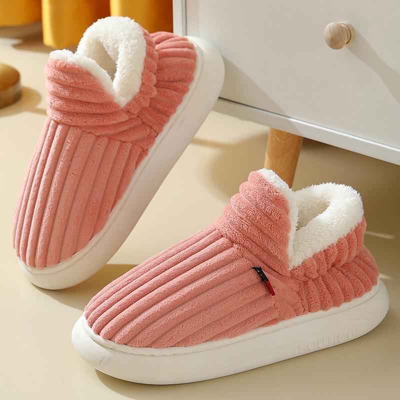 Cotton Slippers Velvet Home Non-slip Confinement Shoes Indoor Warm Shoes Women's Cotton Shoes Men's