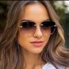 Fashion Ladies Sunglasses Square Shape Suneyewear Retro Trimmed Frameless Shades for Women UV400