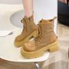 Модные женские ботильоны на платформе Осень-зима для женщин Ботинки в британском стиле Толстая подошва Увеличивает рост Повседневные ботинки Женская обувь