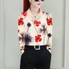 Office Lady Sweet Peter Pan Collar Blouse Summer New Loose Fashion Floral Printed Female Chic Decoration Shirt