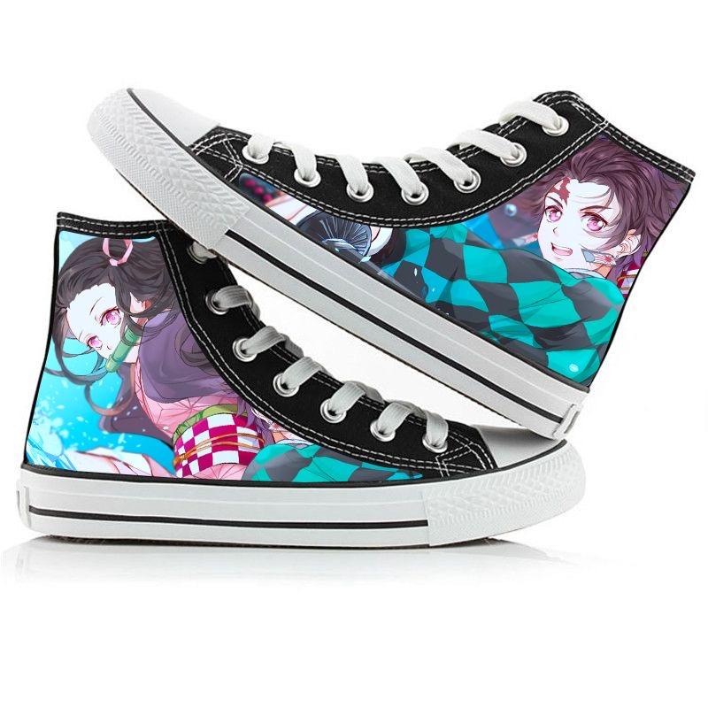 2024 Demon Slayer Print Canvas Shoes Fashion Anime Student Men Women Unisex Casual Shoe Lovers Couples Shoes