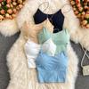 Women Crop Tops Sexy Solid Color Camisole Ice Silk Tube Top Seamless Sports Tank Top