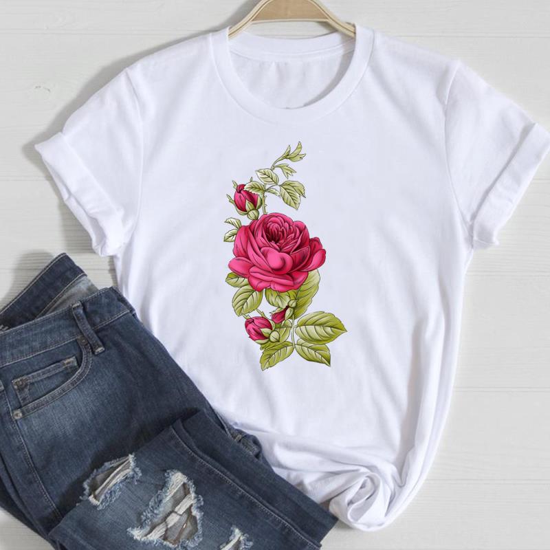 (Asian Size) Women Print Flower Sunflower Trend Cute Style Trend Tee Top Clothing Fashion Tshirt Lady Female Casual Short Sleeve Graphic T-shirt
