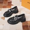 Spot Women's Genuine Leather College-Style Loafers - Spring 2025 Camellia Patent Leather Slip-On Shoes