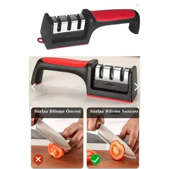 Pro Knife Sharpener Cutting Board Bread Knife 3 Piece Kitchen Set