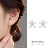 Banyan Tree S925 Silver Blue Zircon Five-Petal Flower Korean Style Earrings for Women - Simple, Fresh, All-Match Silver Jewelry