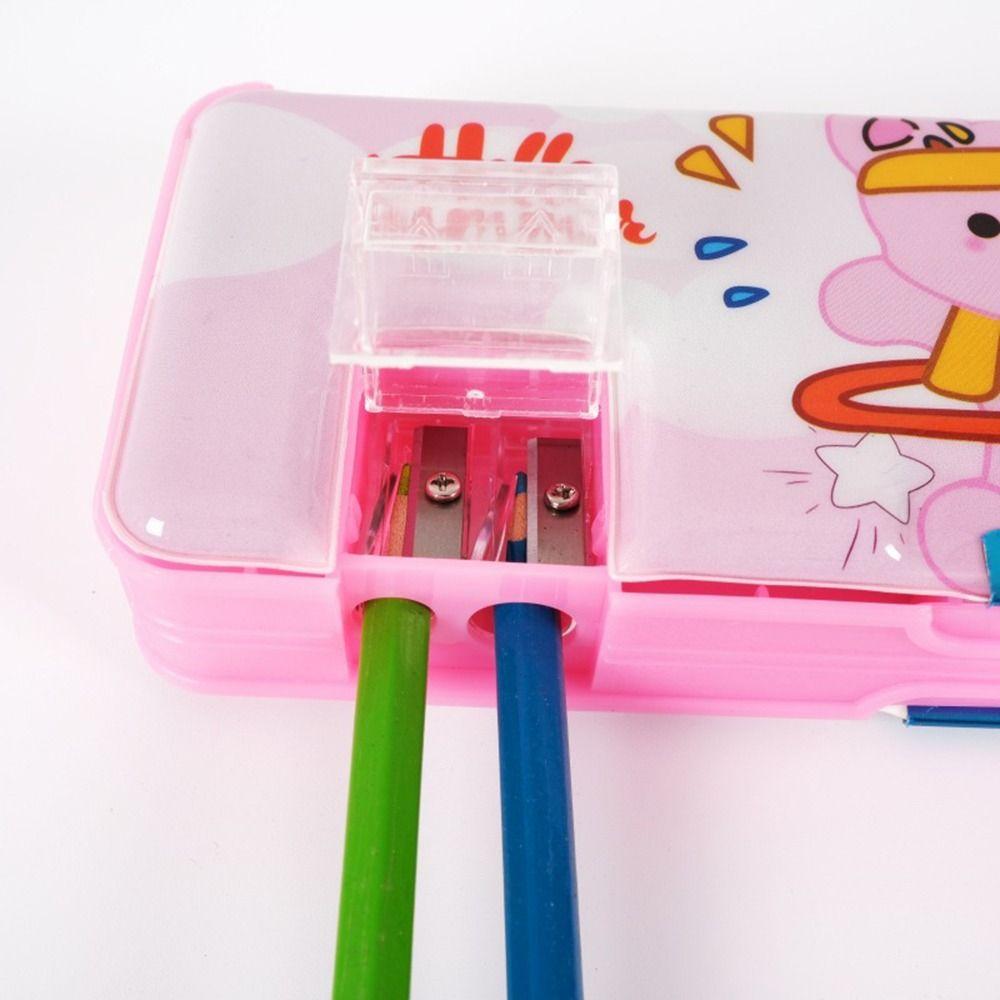Double Layer Pencil Case Pencil Sharpener Stationery Storage Box  For Boys/Girls