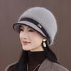 Elegant Beret Women's Autumn and Winter Double-layer Wool Hat Thermal Ear Protection Mother Knitted Hat
