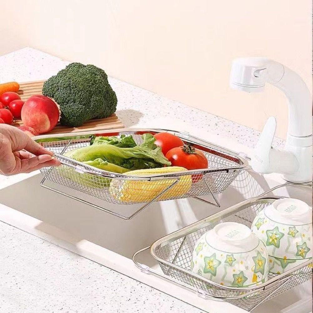 Stainless Steel Expandable Sink Colander Fine Mesh Sink Strainer Sink Drainer Basket Vegetables