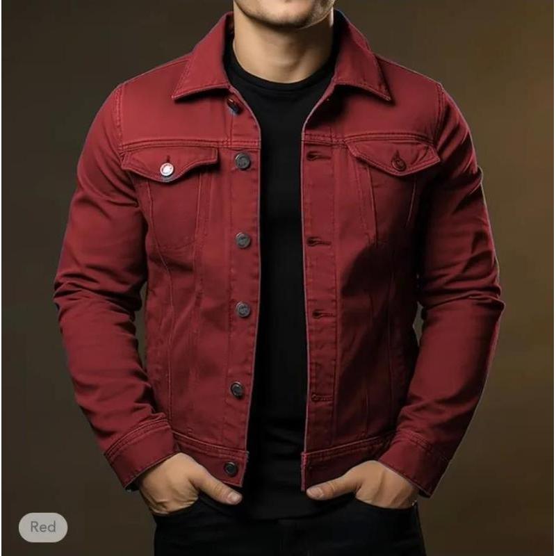 Men's Casual Loose Denim Jacket Plus Size Loose Standing Collar Denim Jacket