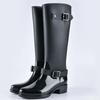 Fashion Punk Style Zipper Tall Boots Women's Pure Color Rain Boots Outdoor Rubber Water Shoes For Female 36-41 Plus Size