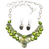 Prehnite Peridot Gemstone Jewelry Necklace Earring 16-18''