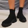 Fashion Female Shoes On Sale 2024 Autumn Winter New Knitted Breathable Women's Sock Boots Solid Color Simple Black Short Boots Zapatos