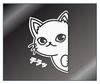 Hyokkori Cat Cutting Sticker Decal (White, Cat Only B)