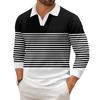 Men's Casual Fashion Printed Lapel Long-sleeved Knitted Bottoming Shirt Top