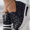 Women's Sneakers Floral Embroidery Mesh Sneakers for Women Slip On Casual Comfy Heeled Shoes Woman