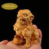 Wood Carving Chinese Forbidden City Lion Statuette , Chinese Characteristics God Beast Animal Home Room Office Feng Shui Statue
