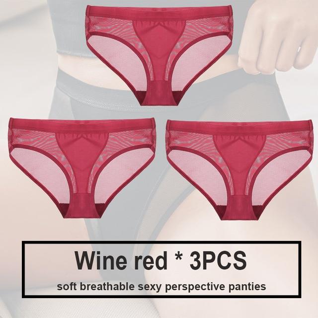 FINETOO 3Pcs Women Panties Sexy Lingerie Seamless Female Underwear See-Through Underpants Woman Panties Briefs Girls Intimate