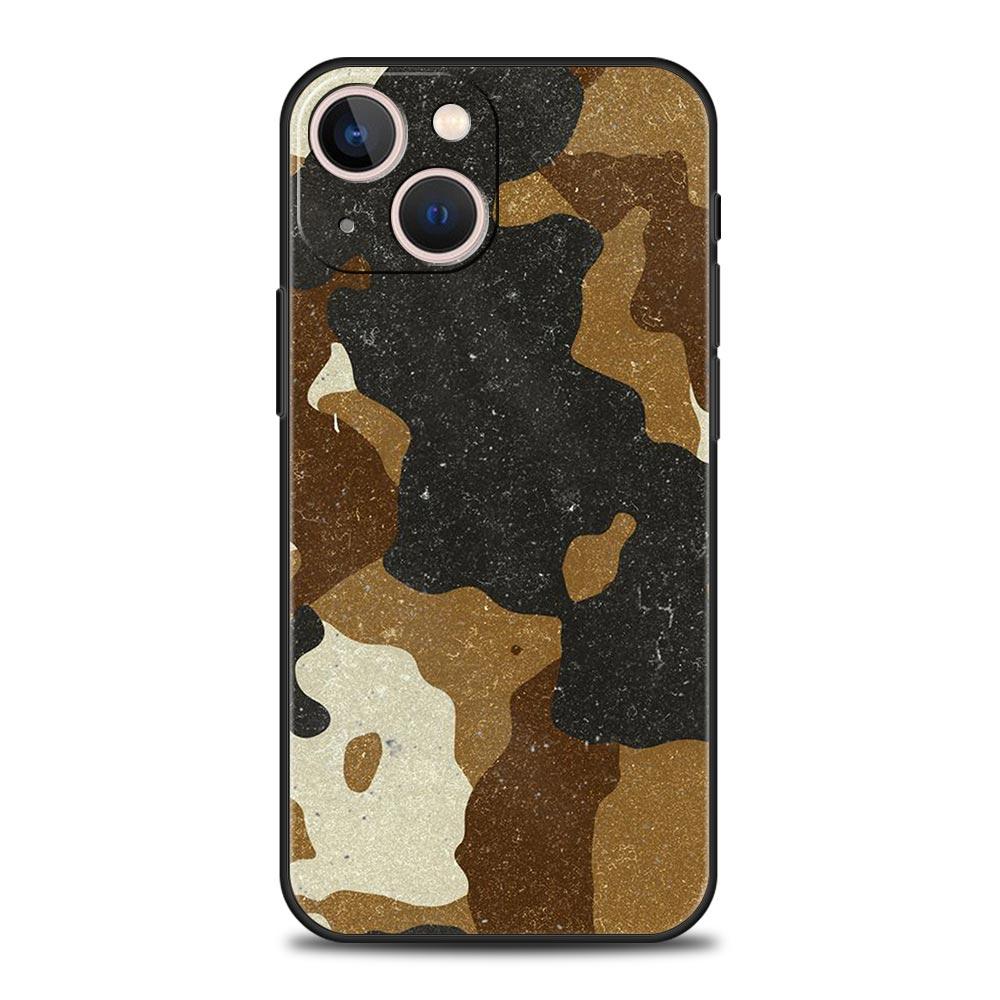 Colour Camouflage Black Camo Silicone Phone Case For iPhone 11 12 13 15 14 Pro Max X XR XS 7 8 Plus SE 2020 Luxury Black Cover