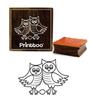 Printtoo Brown Wooden Rubber Stamp Owl Pattern Square Stamps Craft Textile-2 X 2