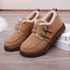 Fashion Woman Casual Cotton Boots Solid Color Comfortable Fur Loafers Women Winter Warm Footwear Female Double Buckle Plush Flat Shoes