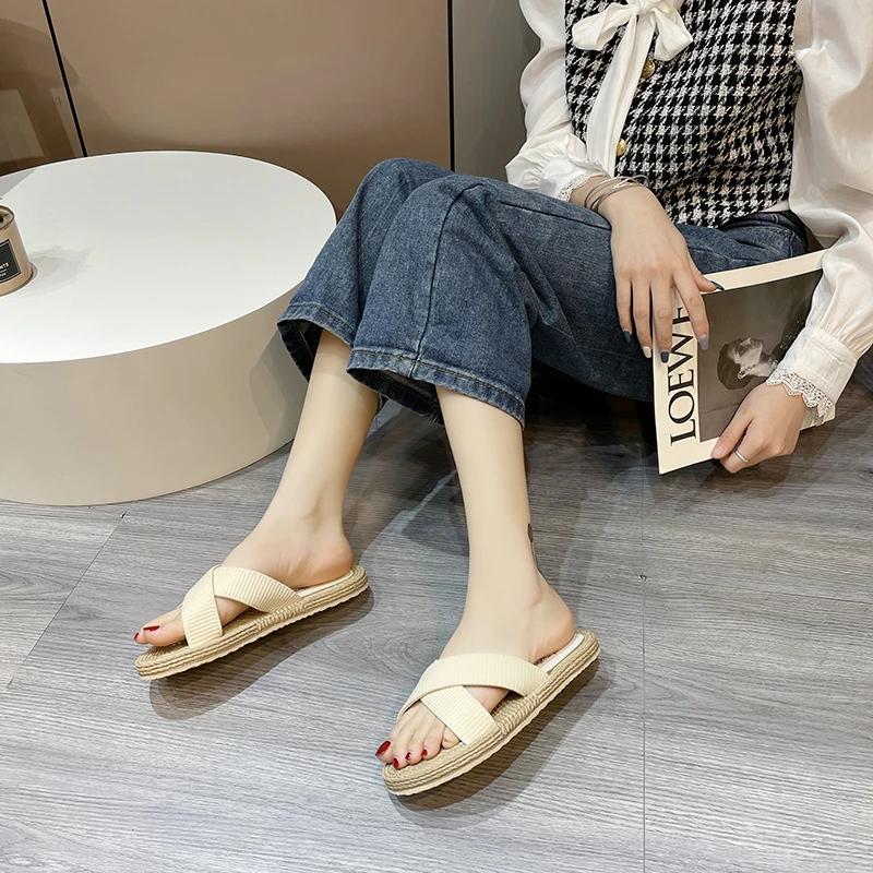 Fashion Straw Sandals New Summer Light Casual Soft Bottom Beach Flip-flops Waterproof Non-slip Sandals