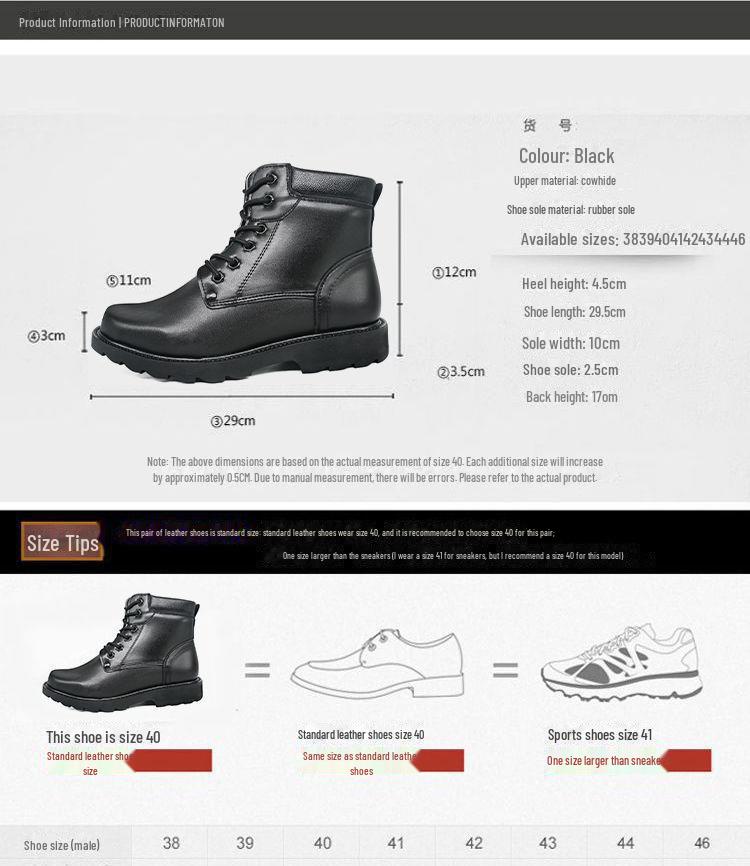 Men's Genuine Leather Winter Boots - Non-Slip, Thickened Cowhide and Wool for Cold Protection